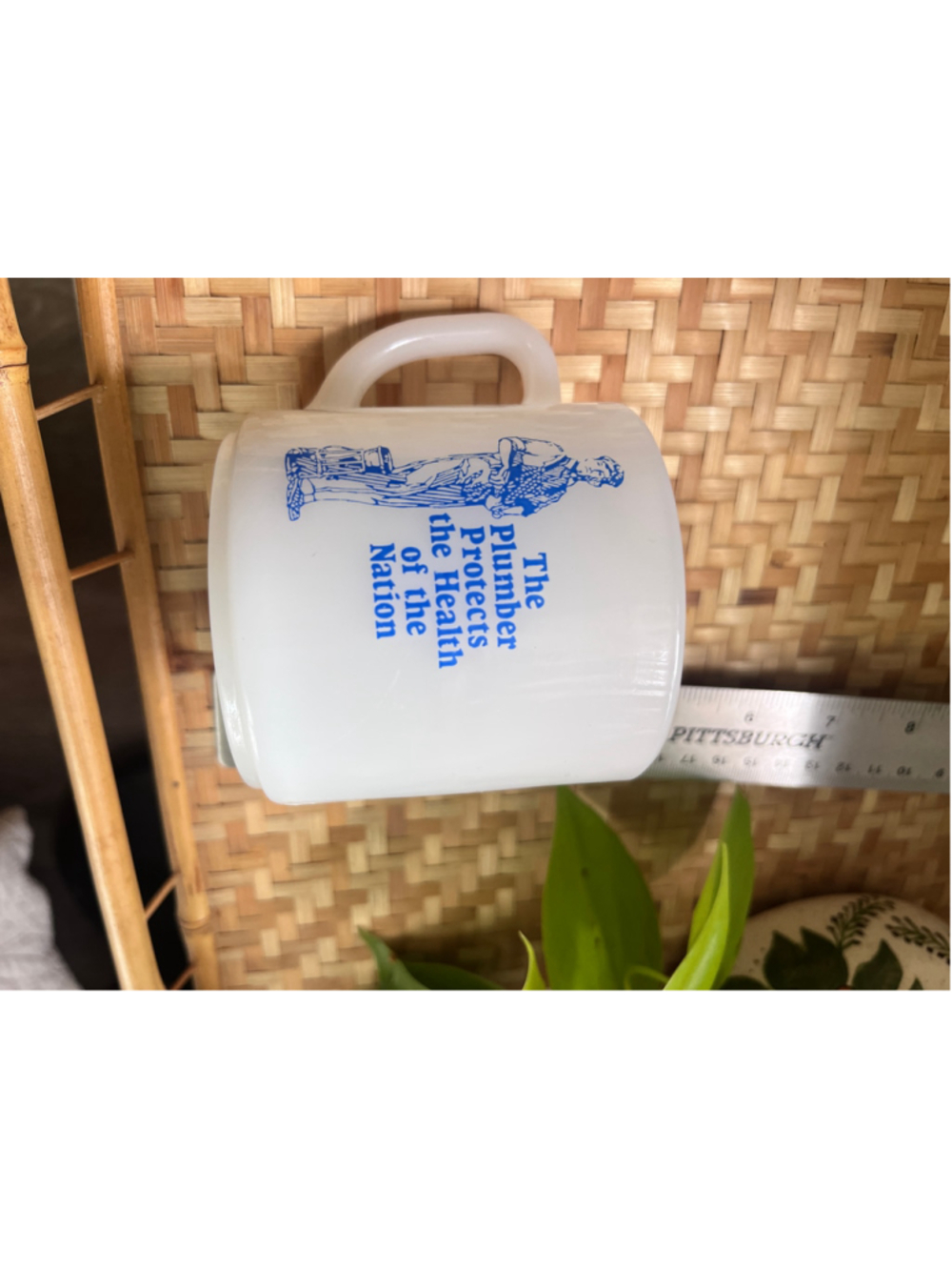 American Standard White Blue Plumber Graphic Coffee Mug One Size